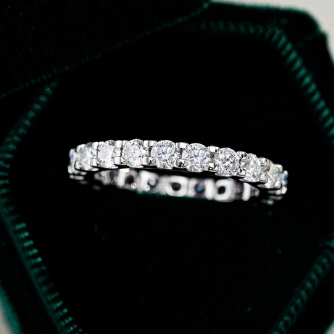 925 Sterling Zilver Eternity Ring Voor Vrouwen Minimalistische Hip Hop Moissaniet Asymmetrische Pave Ingelegde Ring Sieraden Cadeau