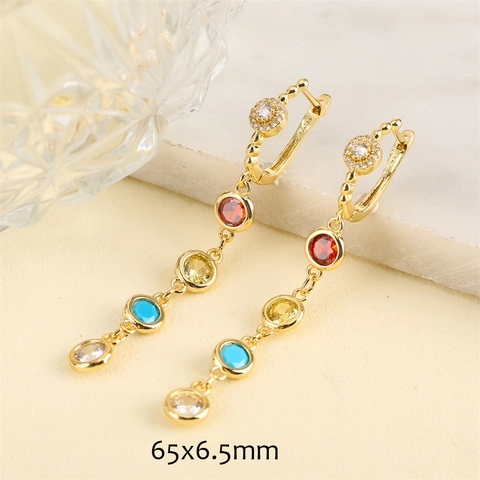 Bunte Böhmische Zirkonia Lange Hängende Ohrringe Mit 925 Sterling Silber Ohrstecker Vergoldet Chic Schmuck Für Damen