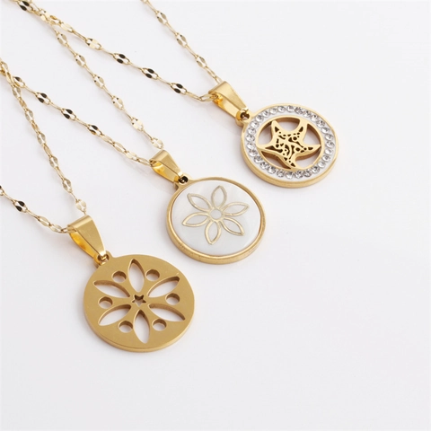 Collier Pendentif En Acier Inoxydable Strass Étoile De Mer Coquillage Fleur Charme Bijoux Élégants Pour Femmes