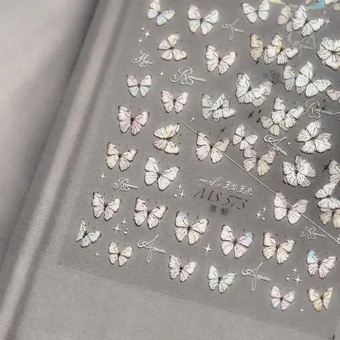 White Black Butterfly Nail Stickers Ultra Thin Self Adhesive Minimalist Star Design DIY Manicure Decoration