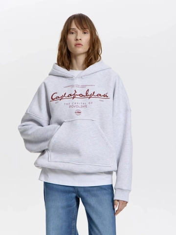 Sweat à Capuche Femme 100% Coton Sweatshirt Oversize Imprimé Lettres Streetwear Rétro Casual Manches Longues Avec Poche Kangourou
