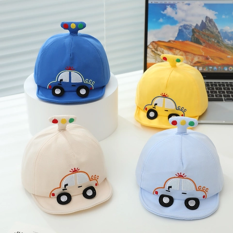 Baby Cartoon Auto Baseballpet Met 3D Verkeerslicht Decor Zachte Rand Katoenmix Zonnehoed Voor Kinderen Van 0-3 Jaar