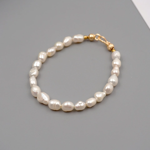 Baroque Freshwater Pearl Bracelet Necklace Copper Clasp Irregular Pearl Elegant Vintage Minimalist Jewelry For Women