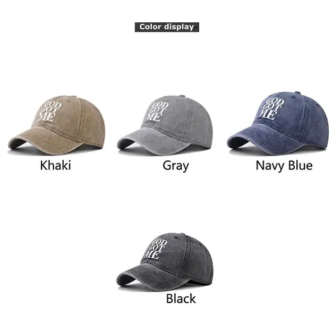 Gorra De Béisbol De Algodón Lavado God Got Me Bordado Estilo Retro Desgastado Ajustable Sombrero De Sol Exterior Hombres Mujeres