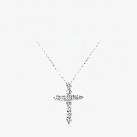Collar Con Colgante De Cruz De Moissanita Plata De Ley S925 Brillante Color D Claridad VVS1 Joyería Regalo Mujer