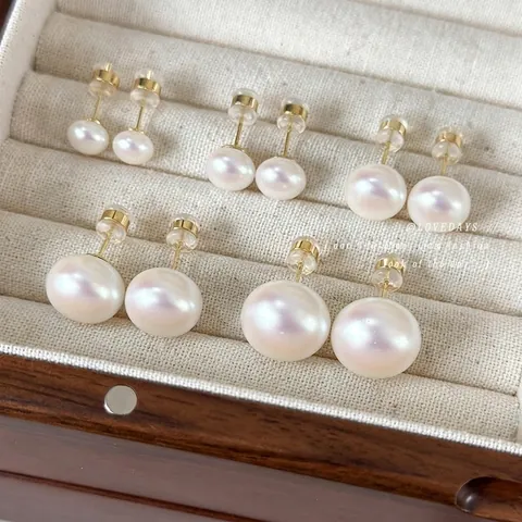 Pink Luster Artificial Pearl Stud Earrings For Women Elegant Simple Round Jewelry With Metal Earring Post