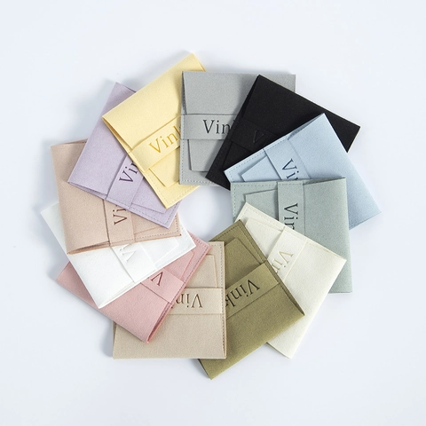 Microfiber Suede Jewelry Packaging Bags Small Velvet Pouch Envelope Flap Storage For Ring Necklace Earring Gift
