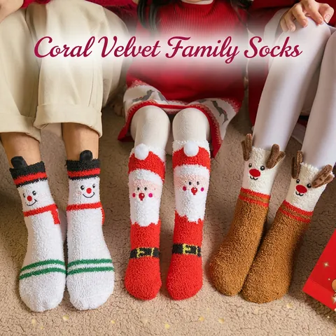 Calze Di Natale Pile Corallo Spesse Calde Inverno Pavimento Sonno Cartoni Animati Babbo Natale Pupazzo Di Neve Renna Peluche