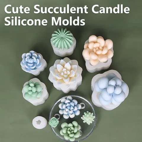 3D Succulent Cactus Silicone Mold For DIY Scented Candle Aromatherapy Stone Gypsum Resin Craft Baking Cake Handmade Soap