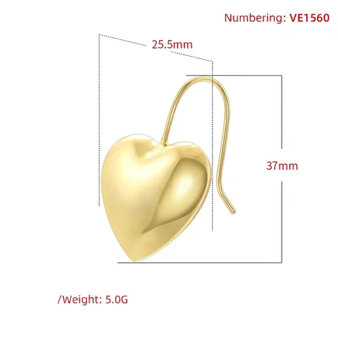 Orecchini Pendenti Vintage in Ottone Placcato Oro a Forma di Cuore Stella Goccia d'Acqua per Donna Eleganti Gioielli Geometrici