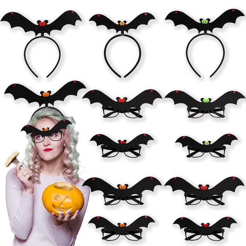 Ali di Pipistrello di Halloween Occhiali Cerchietto Puntelli per Costumi da Festa Copricapo in Feltro per Bambini Adulti Accessori Foto