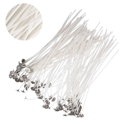 Cotton Candle Wicks With Metal Sustainer Tabs For DIY Handmade Scented Candle Making Craft Supplies