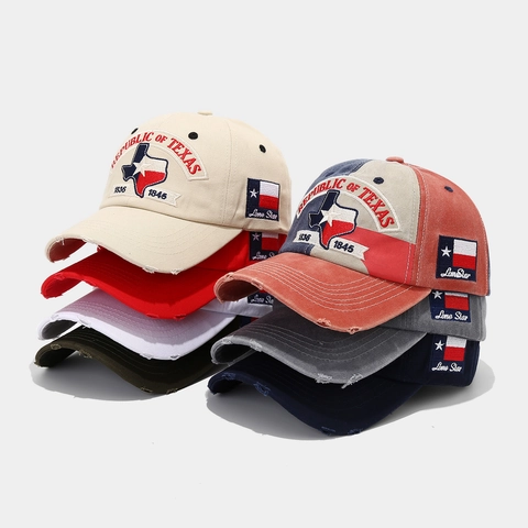 Vintage Gewaschene Baumwolle Baseballkappe Distressed Retro Sonnenhut Amerika 250 Jubiläum Republik Texas Stickerei Verstellbar