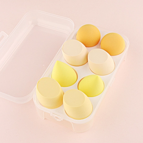 Makeup Sponges Foundation Blenders Hydrophilic Non-Latex Wet Dry Use Multi Color With Transparent Storage Case