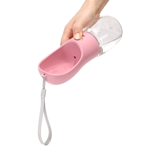 Portable Pet Water Bottle Leak Proof Outdoor Travel Dog Cat Walking Drinking Dispenser ABS PET Plastic With Lanyard