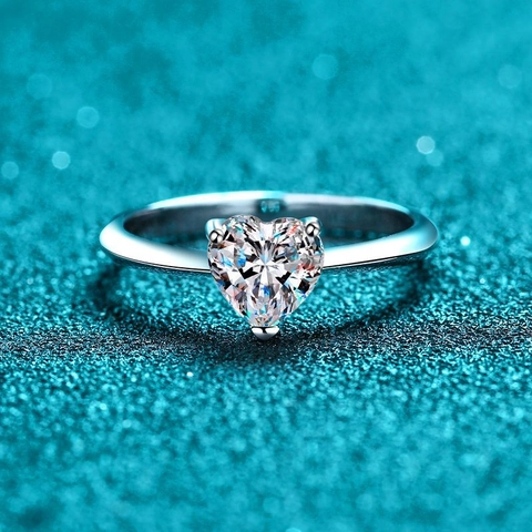 925 Sterling Silver Heart Moissanite Ring For Women Minimalist Zirconia Engagement Wedding Jewelry Elegant Finger Ring Gift
