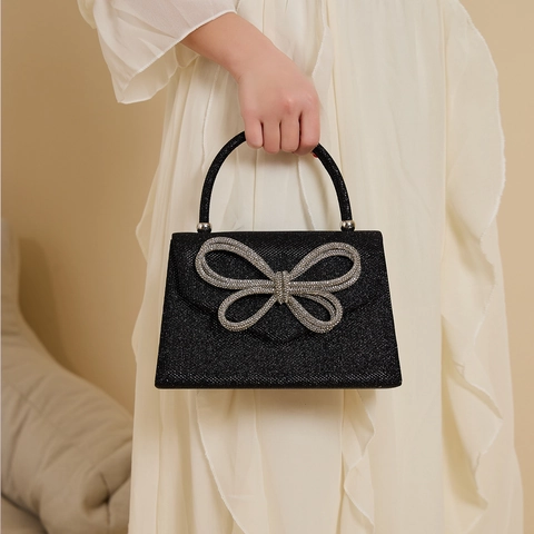 Abendhandtasche Mit Strassschleife Glitzernde Clutch Für Damen Hochzeit Party Abschlussball Umhängetasche Mit Kette