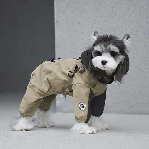 Dog Raincoat Waterproof Jumpsuit With Integrated Harness Reflective Strip Outdoor Mountain Style Hooded For Dogs