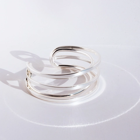 Geometrische Linie Mehrlagiger Offener Armreif Vergoldetes Kupfer Übertriebener Minimalistischer Schmuck Damen Statement Armreif