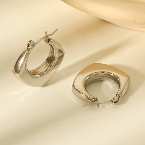 Pendientes De Aro Geométricos De Acero Inoxidable Chapado En Oro Al Vacío Estilo Ins Minimalista Para Mujeres No Se Desvanecen
