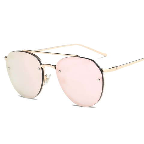 Lunettes De Soleil Aviateur Monture Métallique Verres PC Protection UV400 Double Pont Mode Punk Rétro Pour Hommes Femmes