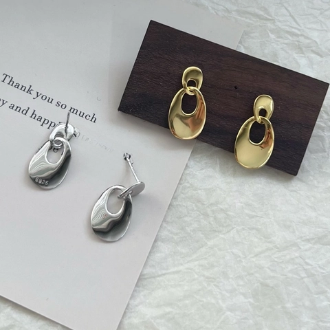 Minimalisti Orecchini a Bottone Geometrici Intrecciati in Argento Sterling 925 per Donna Orecchini Ovali Cavi in Metallo Liquido Gioielli