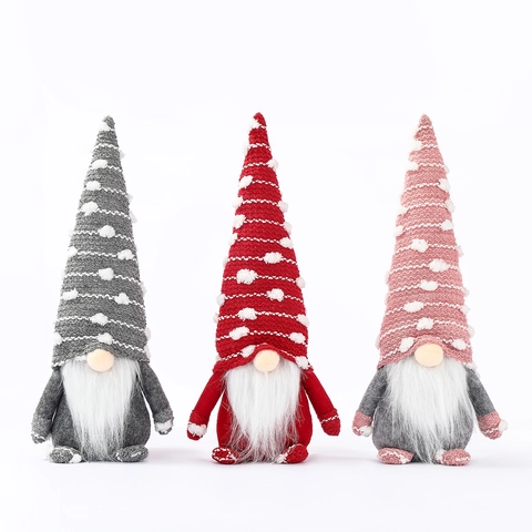 Gnome De Noël Poupée Sans Visage Tricot Non-Tissé Longue Barbe Flocon De Neige Chapeau Pointu Décoration De Table Nordique Tomte