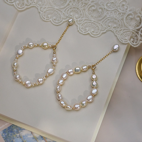 Freshwater Pearl Bracelet Irregular Baroque Pearls Alloy Metal Elegant Adjustable Extension Chain For Women