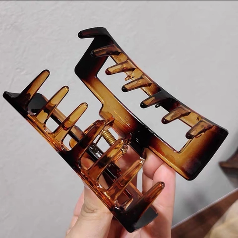 Hair Claw Clip Minimalist Rectangular Hollow Square Durable Resin Elegant Hair Styling Accessories For Women Girls