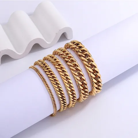Cubaanse Schakelarmband Roestvrij Staal Hoogglans Gepolijst Hip Hop Streetwear Sieraden Voor Heren