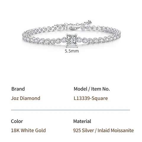 Pulsera de Plata de Ley 925 con Moissanita Cubo Mágico Brillantes Circonia Incrustada Pulsera de Cadena Tennis Ajustable Joyería Mujer