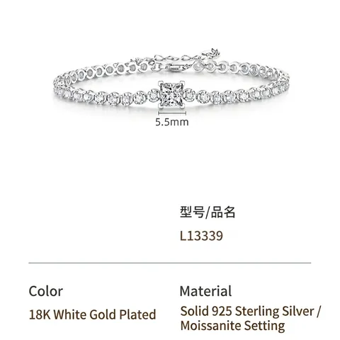 Bracelet Cube Magique en Argent Sterling 925 avec Moissanite Zirconia Étincelant Incrusté Bracelet Chaîne Tennis Réglable Bijoux Femme