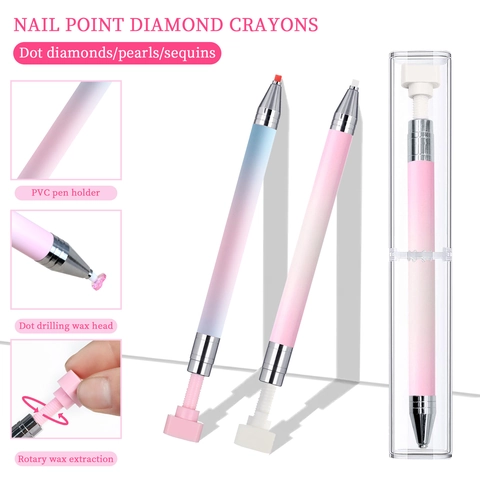 Penna Rotante Nail Art Per Raccogliere Strass Matita Di Cera Sfumata Plastica Per Manicure Fai Da Te Con Cera E Scatola Di Immagazzinaggio