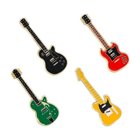 Electric Guitar Brooch Pin Alloy Enamel Musical Instrument Shape Colorful Fashion Badge For Clothes Backpack Decor
