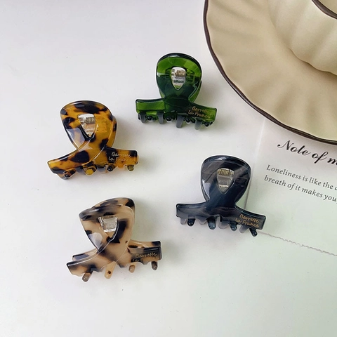 Kleine Haarklammer Aus Acetat Minimalistische Kreuz-Design Französischer Stil Marmor Leopard Druck Haarschmuck Für Damen