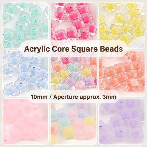 Quadratische Acrylperlen Bead-in-Bead Würfel Lose Perlen Für DIY Schmuckherstellung Schlüsselanhänger Halskette Zubehör