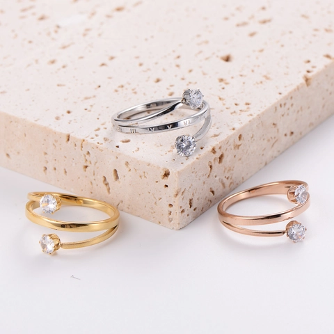 Minimalistischer Ring Mit Römischen Ziffern 304 Edelstahl Zirkonia Zweireihig Offen Schmuck Für Damen Mode Pendeln