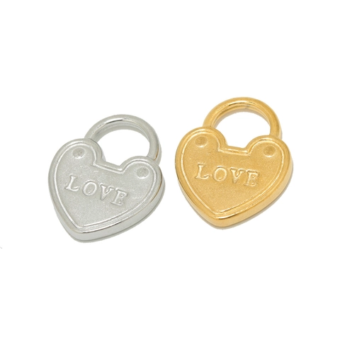 Colgante Candado Corazón Acero Inoxidable Grabado LOVE Pequeño Dije Para Collar Pulsera Fabricación De Joyas DIY