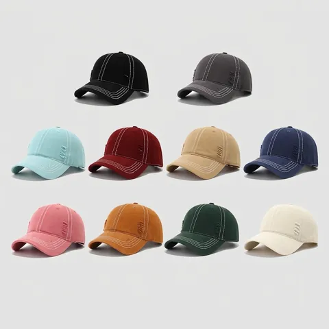 Gorra De Béisbol Para Niños Algodón Lavado Desgastado Costuras En Contraste Ajustable Protección Solar Hip-Hop