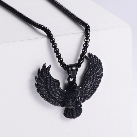Eagle Pendant Necklace Retro 304 Stainless Steel Spread Wings Gothic Punk Jewelry For Men Women