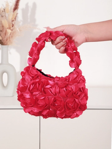 Borsa Da Sera In Raso Rosa 3D Vintage Pochette Con Paillettes Forma Luna Borsa Da Cerimonia Matrimonio Donna
