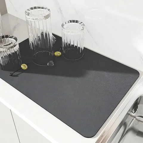Tappetino Scolapiatti Cucina Assorbente Terra Di Diatomee Gomma Antiscivolo Asciugatura Rapida Resistente Al Calore Tovaglietta