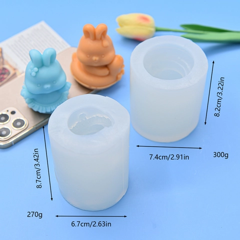 3D Schattig Konijn Siliconen Vorm Voor DIY Aroma Kaars Mousse Taart Gips Ornamenten Handgemaakte Zeep Gereedschap