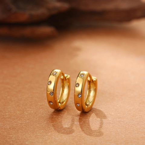 Edelstahl 18K Vergoldet Sonne Motiv Zirkonia Ohrringe Für Damen Minimalistische Kleine Huggie Ohrringe Schmuck