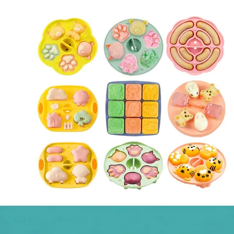 Stampo In Silicone Per Alimenti Neonati Cottura A Vapore Forma Orso Gatto Torta Riso Resistente Al Calore Con Coperchio