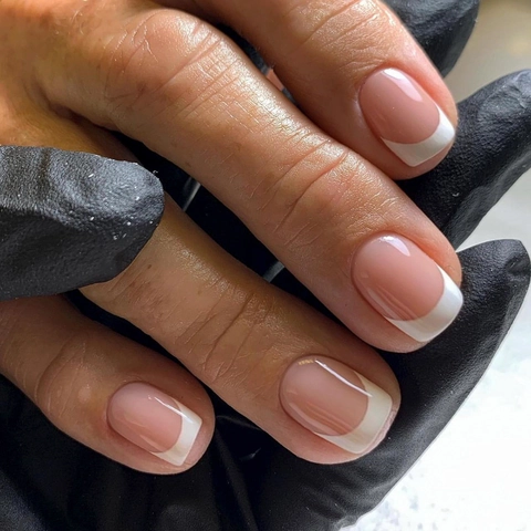 Unghie Finte French Corte Quadrate Unghie Artificiali Lucido Rosa Nude Punte Bianche Strumenti Per Manicure