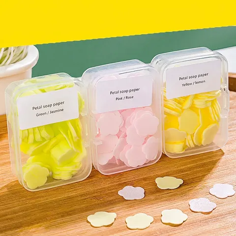 Portable Flower Soap Paper Sheets Disposable Petal Shaped Hand Wash Mini Boxed Scented Cleaning For Outdoor Travel Camping