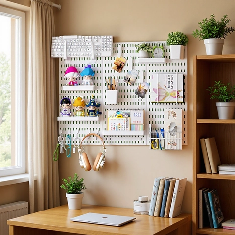 Wand Lochplatte Organizer Modulares Kunststoff DIY Aufbewahrungsregal Mit Haken Für Küche Zuhause Büro Minimalistisch