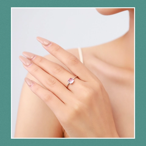 Eleganter 925 Sterlingsilber Quadratischer Turmalin Ring Mit Farbverlauf Für Damen Minimalistischer Geometrischer Schmuck