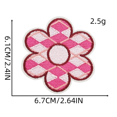 Rosa Stickerei Aufbügler Cartoon Herz Schleife Stern Blume DIY Dekorative Applikation Stoffetiketten